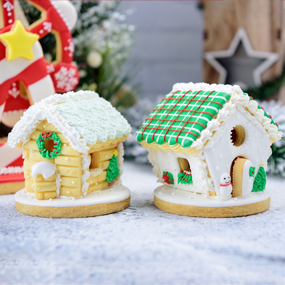Cookies Pack - 6-teiliges Mini-Weihnachts-Lebkuchenhaus Ausstechformen-Set 3D Plastikformen für