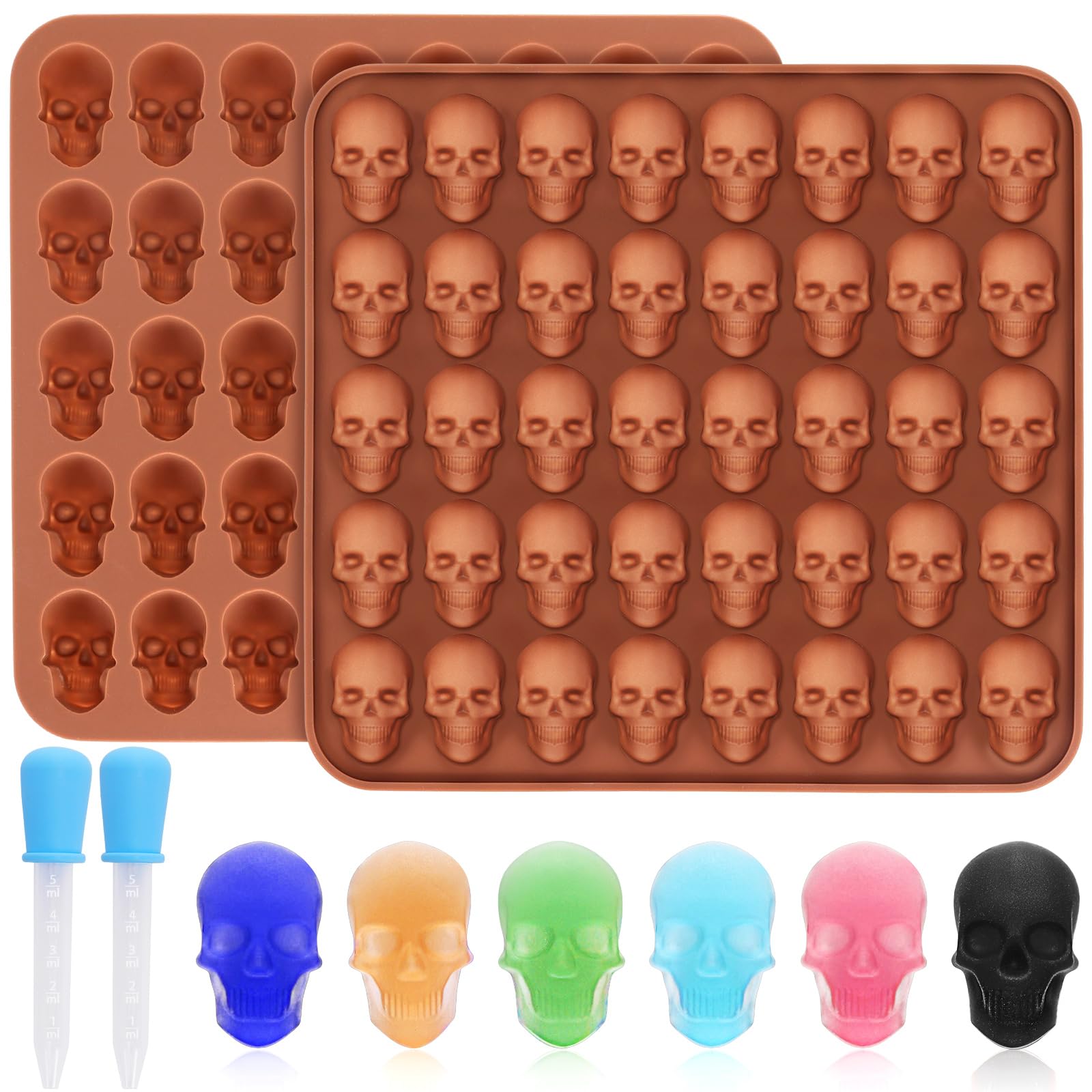 Gummy Candy - 1-2er-Pack Mini-Totenkopf-Gummibonbon-Schokoladenformen - Silikonformen für Gummibonbons