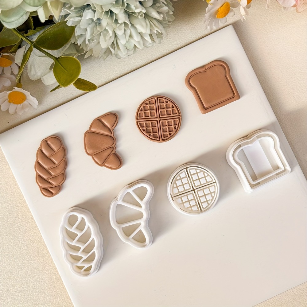 Cookies Pack - 4-teiliges Brot-Motiv Ausstechformen-Set, Croissant-, Toast-, Waffel-
