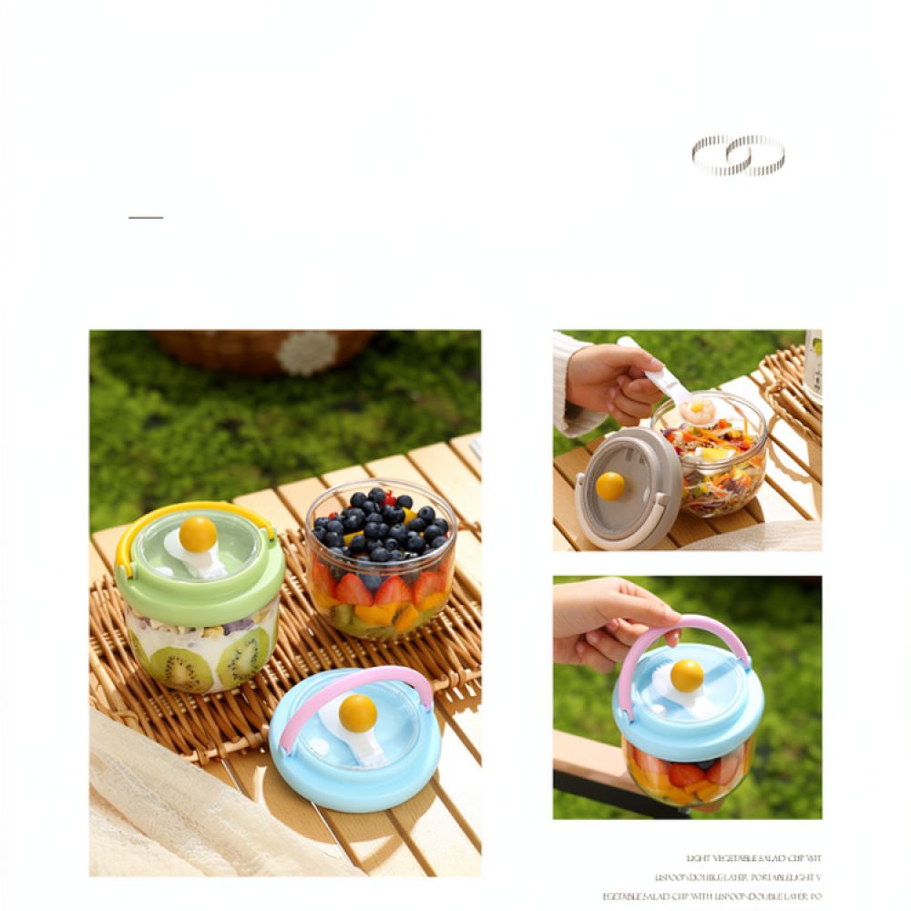 Healthy Snacks Food - Tragbarer Salatbehälter im Ins-Stil mit Griff,