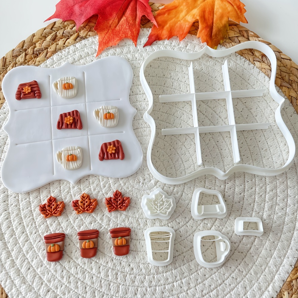 Cookies Pack - 7-teiliges Herbst-Tic-Tac-Toe-Keksausstecher-Set – Mini-Keksformen mit Pullover-,